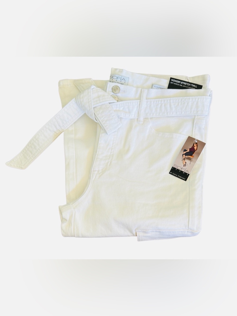 NWT-sofia by sofia vergara White Tie-Waist High-Rise Jeans